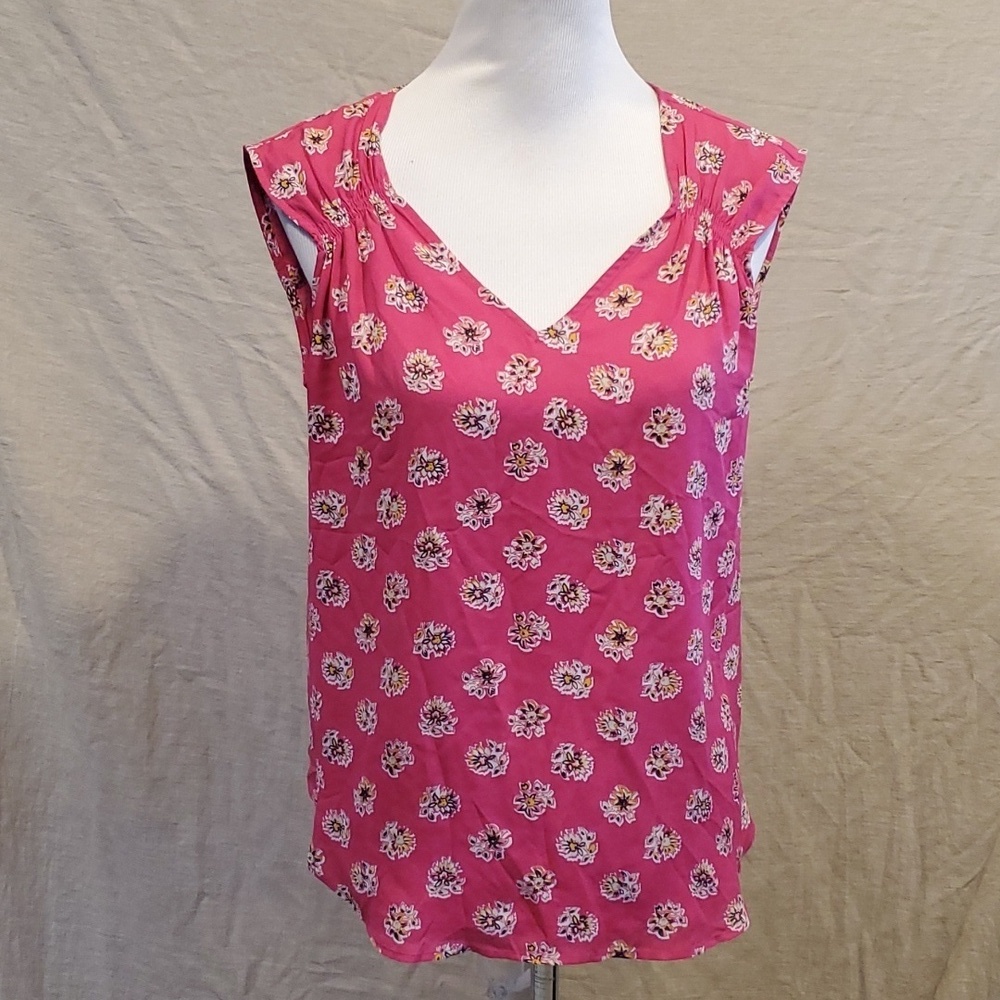 Loft Pink Floral Blouse SZ SM